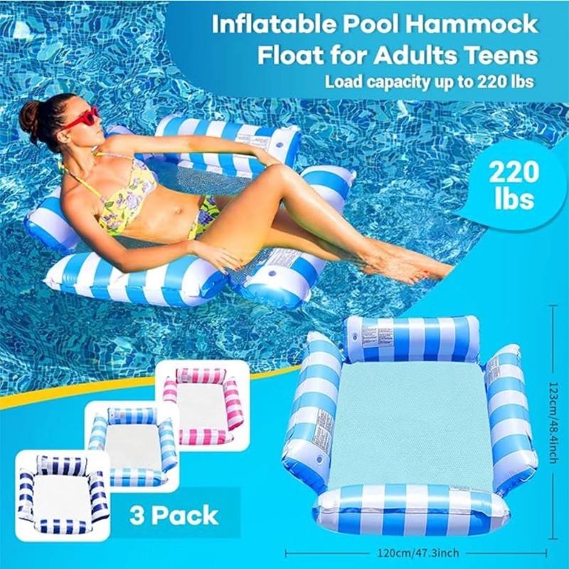 4-in-1 Water Hammock Recliner, Inflatable Floating Lounge for Pool Beach, Pool Party Air Mattress, Cooling Mesh Seat