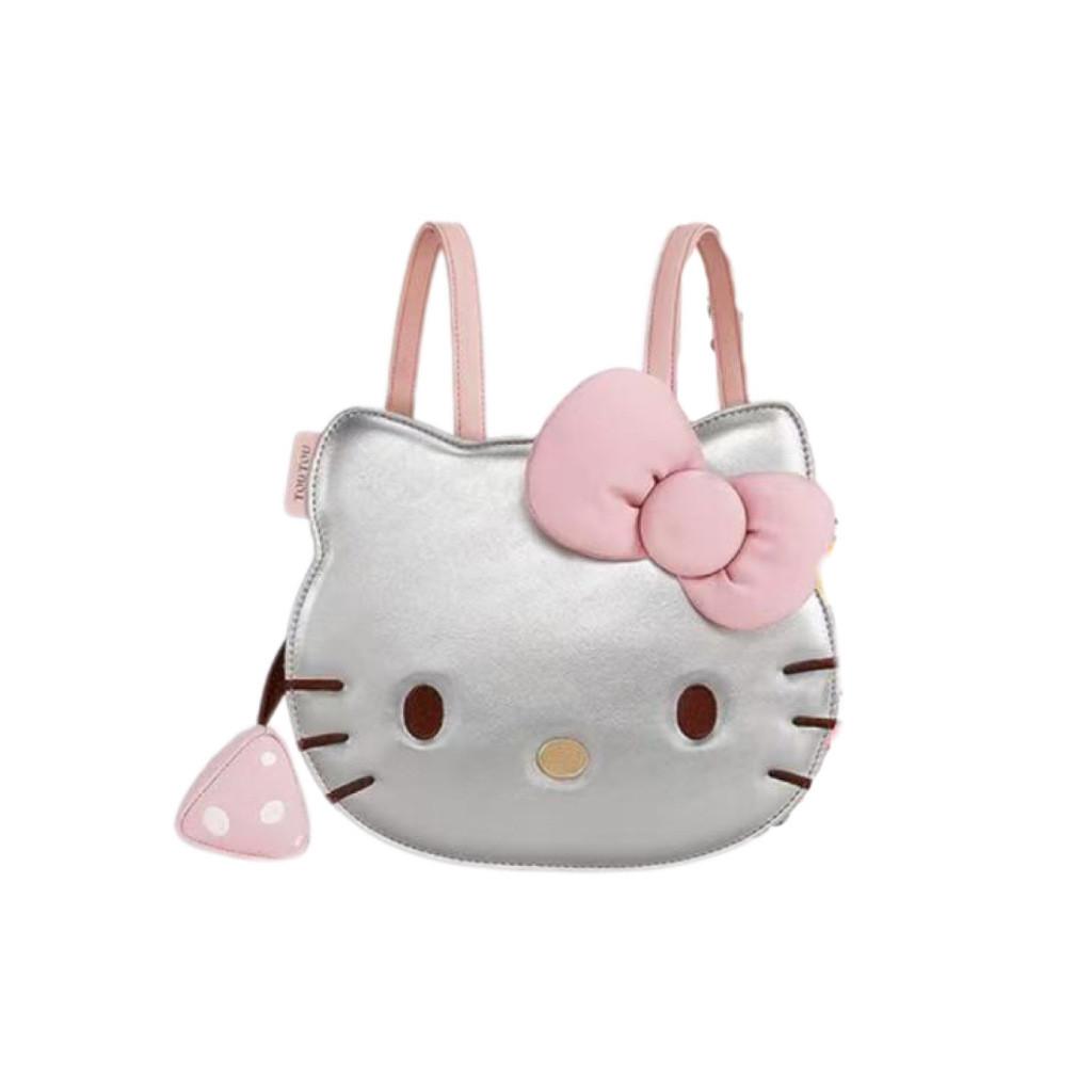 Red Cat Bow Cartoon Cute Backpack Student Leisure Bag For Use Daily