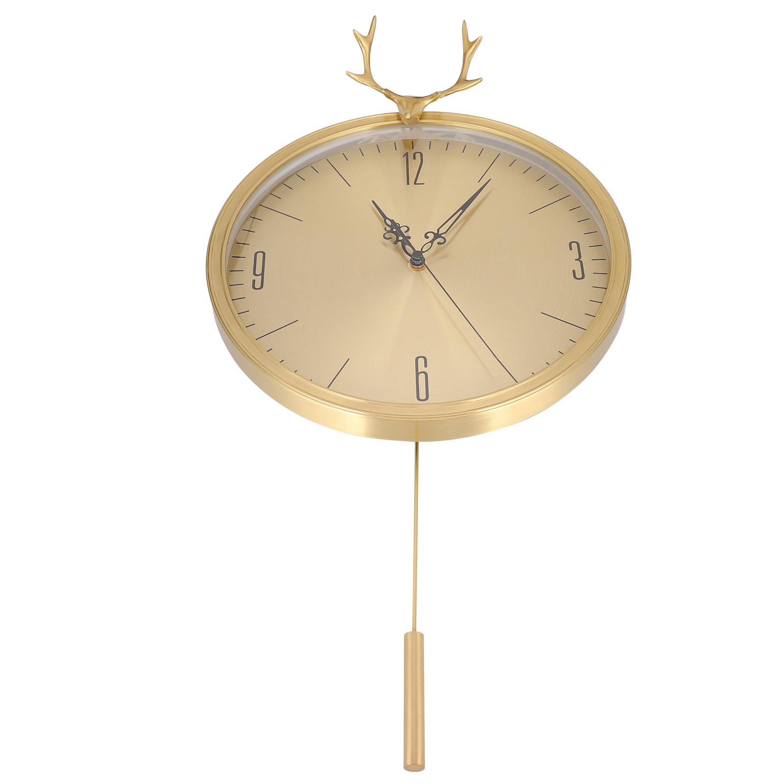 

KR‑83002E Маленькие маятниковые часы с рогами из латуни, настенные часы для офиса, спальни