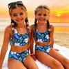 Girls Two Piece Swimsuit Set Hawaiian Print Tankini Top and High Waist Bottom Summer Beach Swimwear for Kids