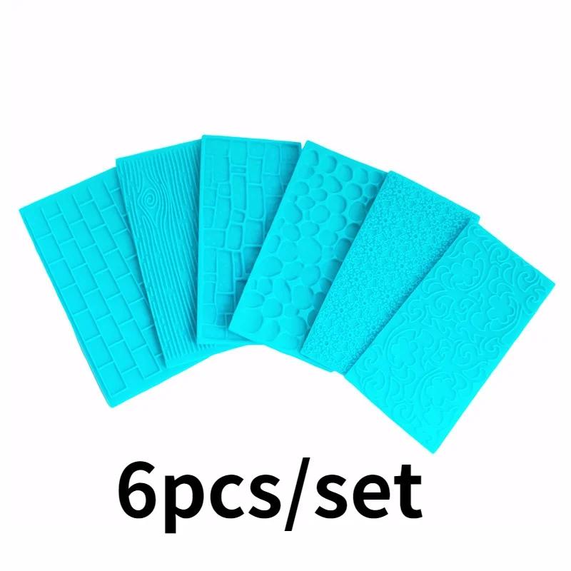6pcs/set Color Random Stone Tree Bark Shape Embossed Bake Tool Fondant Cake Cupcake Decorating DIY Mold Tools  Cake Moulds