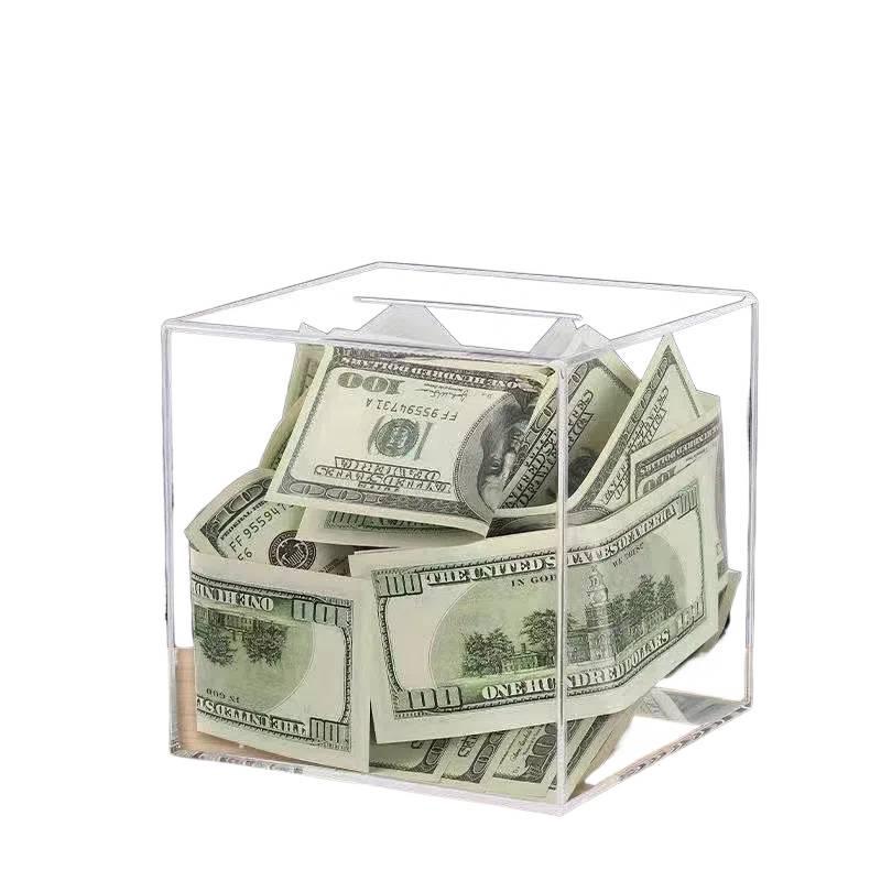 Transparent Acrylic High-Capacity Piggy Bank - No Withdrawal, Online Celebrity Style for Adults and Students.