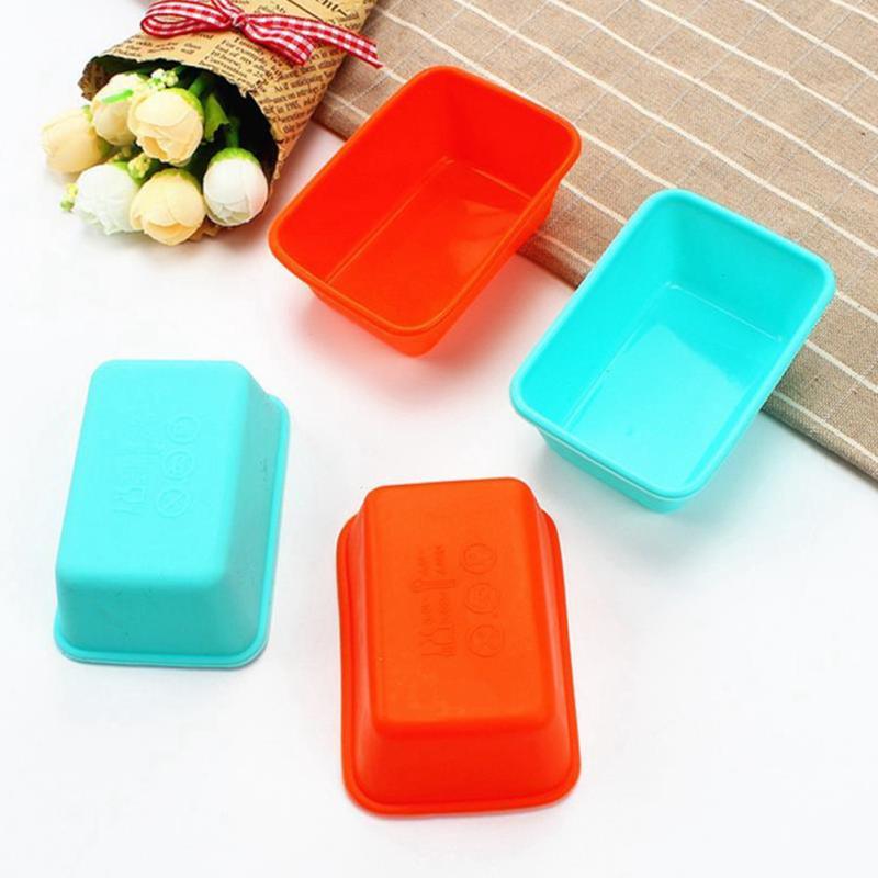 10pcs Silicone Cake  Mold, High Temperature Resistant Rectangular Small Loaf Pan, Toast Muffin