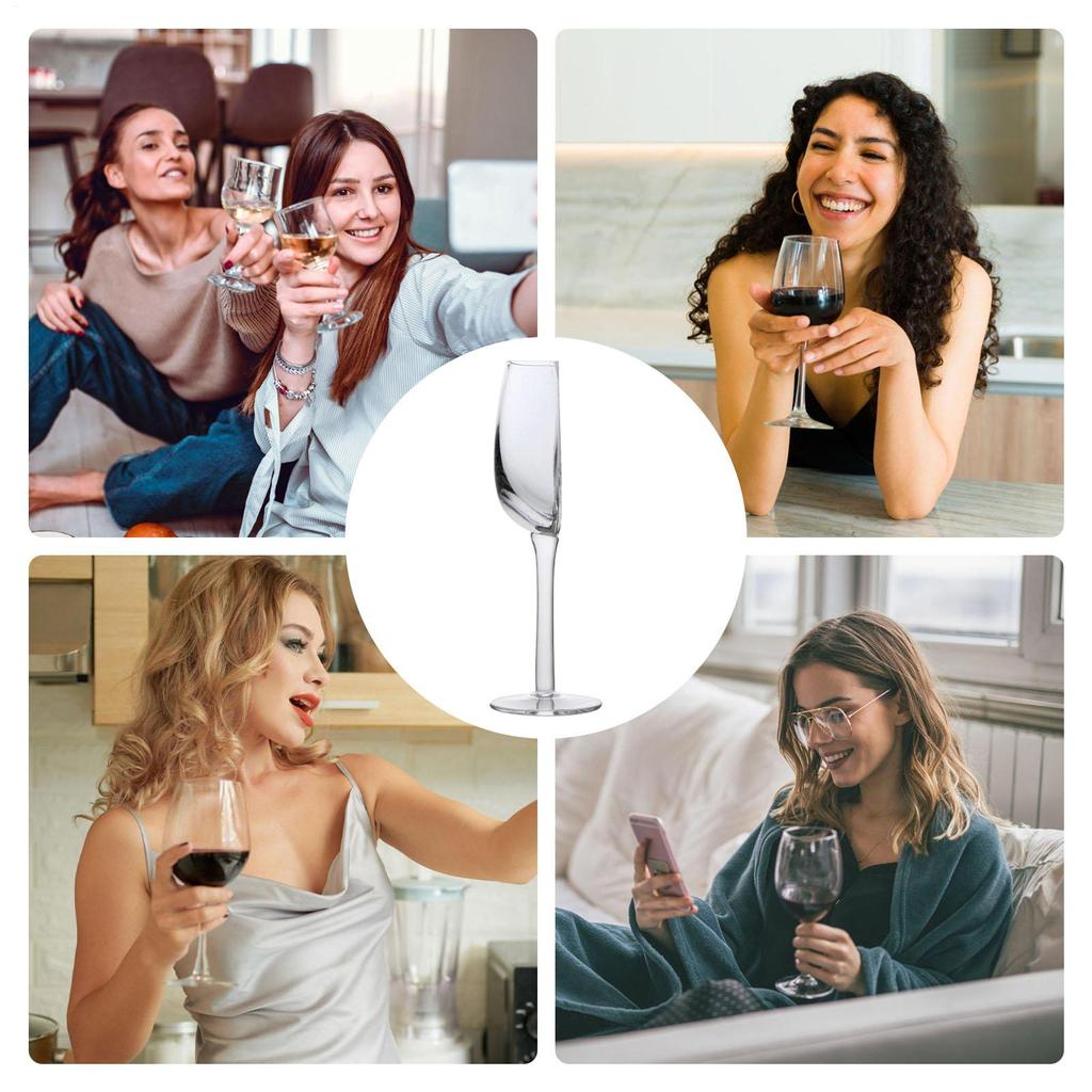 Red Wine Glass Vintage Tall Wine Glassware Flexible Reusable Long Stemmed Glassware Creative Design for Friends Enthusiasts