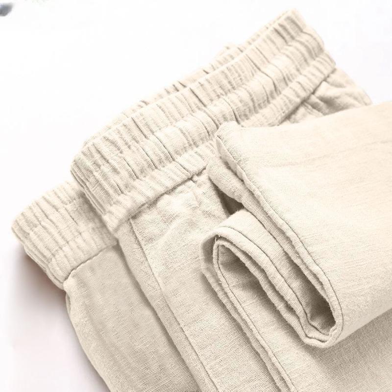 Linen Wide-leg Pants Women's Summer Straight Casual Trousers Fashion All-match Loose Thin Trousers