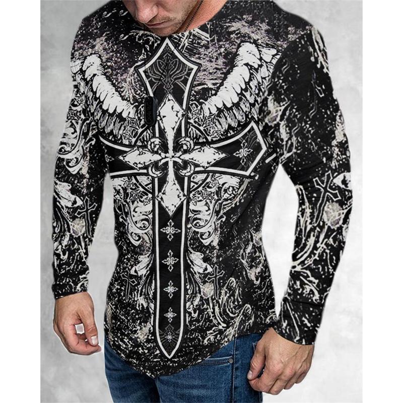 

Мужская футболка с длинным рукавом с 3D-принтом, повседневная одежда оверсайз, стиль ретро, XS-5XL крылья и мотоцикл 4XL
