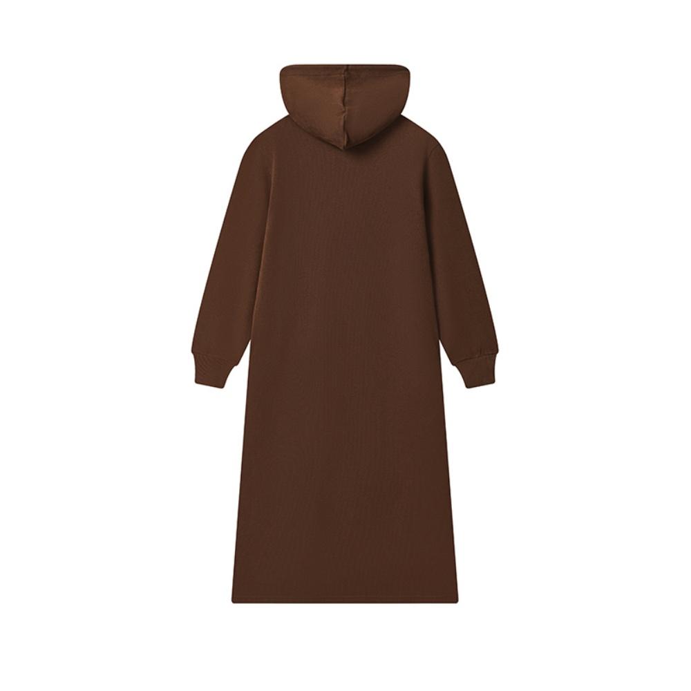 Fila Original Cool Niche Trendy Style Hooded Long Sleeve Dress Women Dresses Liver-Red F51W539303FDK