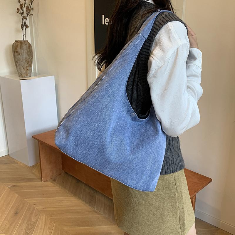 Denim Hobo Bag for Women with Oversized Design and Simple Style