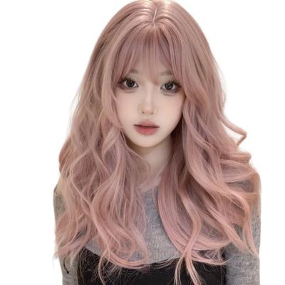 RyuuCos Lolita lange lockige rosa lockige Vitalität Blase Hitze Schule Kulturfestival Perücke, Haare, Pony, Perücke, Haare, Puder, Cosplay, beständig, Verkleidung,