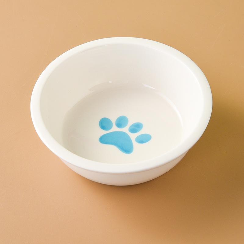 Ceramic Cat Food & Water Bowl with Slanted Design - Protects Cervical Spine, Anti-Tipping, Double Bowl for Feeding & Drinking