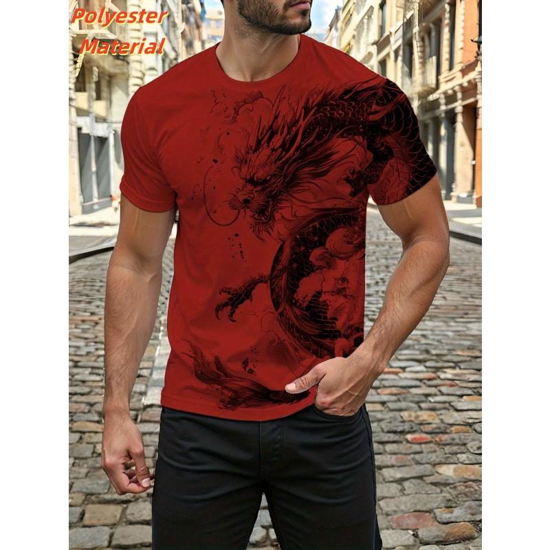 Vintage Chinese Dragon Men s T Shirt For Men Cool Animal Pattern 3D Print T-Shirts Summer Short Sleeve XXS