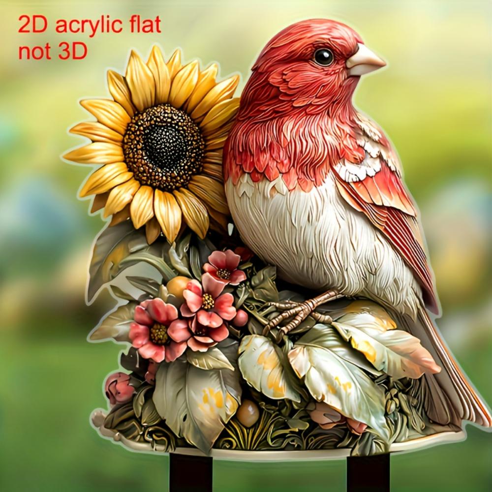 Cute blue bird, 2D flat acrylic, decoration, outdoor, suitable for garden, lawn, gifts, Christmas, Halloween