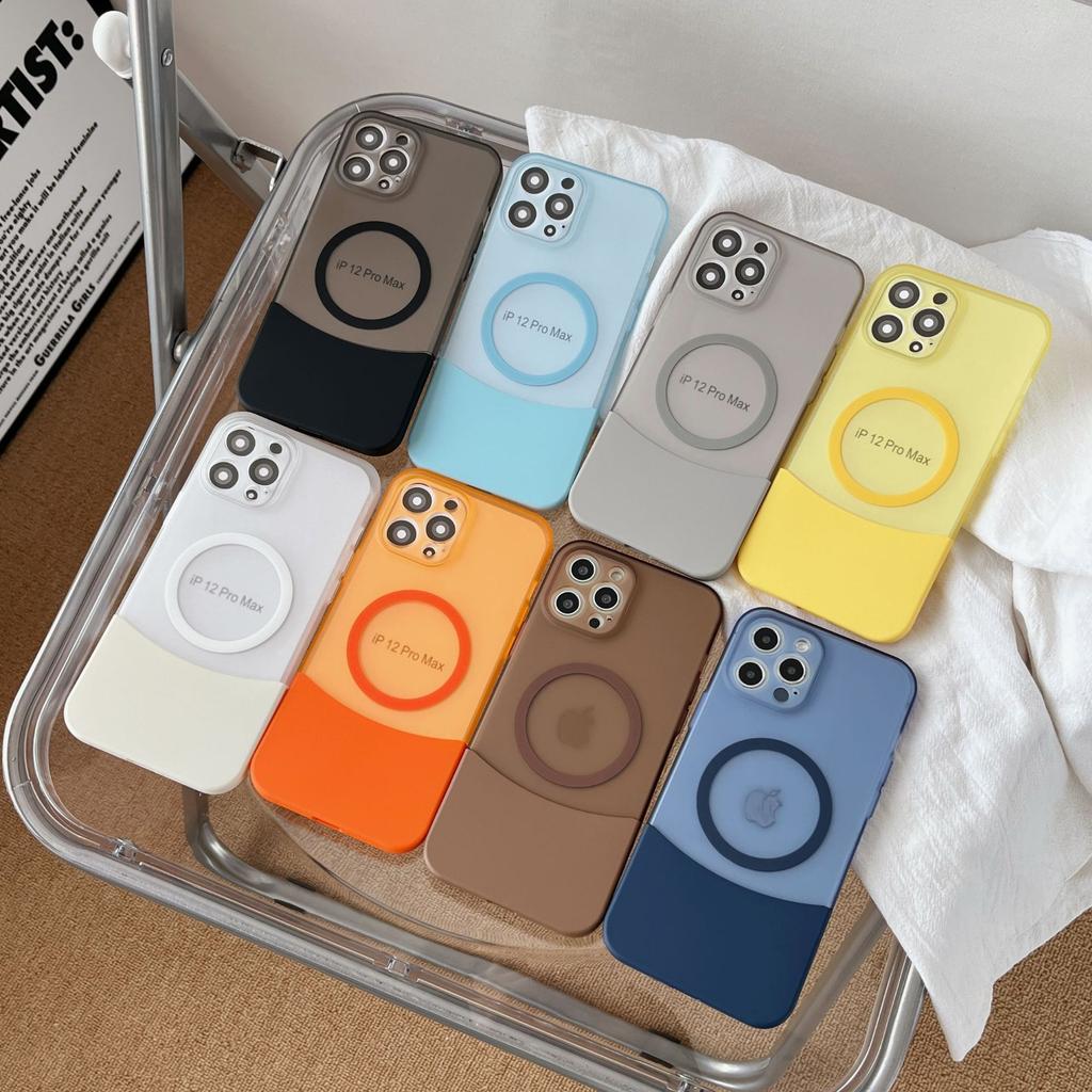 For IPhone17 Promax Stitching Contrasting Color Mobile Phone Case Magnetic Attraction for Apple 16 Skin-feel Matte Anti-fall Protective Cover