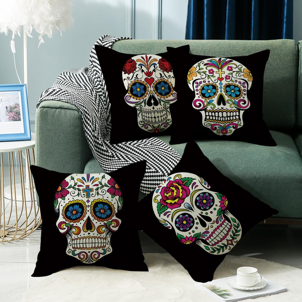 New Day of The Dead Skull Pillow Cover Skull Decoration Sofa Bedroom Pillow Cover Bedside Backrest