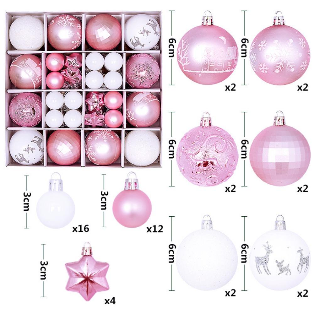 44PCS High-quality Plastic Christmas Ball Set 20 Colors 3-6cm Christmas Tree Balls Suspensable Xmas Ornament Ball Scene Supplies