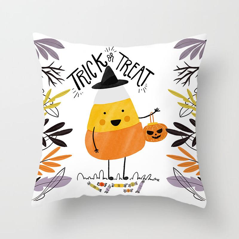 Halloween Pillow with Graffiti Letters Printed Peach Skin Home Cushion Cover Sofa Living Room Cushion Cover
