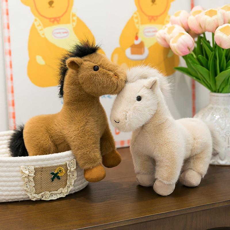 Cute Horse Simulation Cartoon Animal Toy With Short Plush For Kids Room Decor