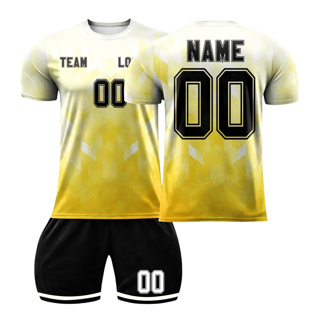 Short Sleeve Sports Jersey and Shorts Set for Men Lightweight Breathable Fabric Athletic Training Uniform for Team Sports DIY Customizable Design