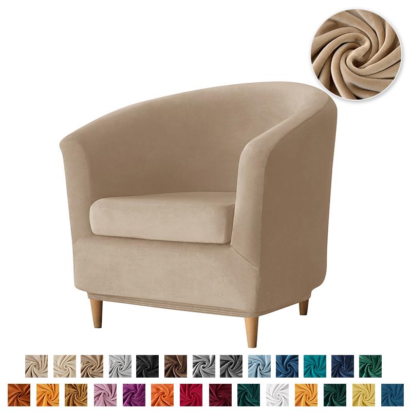 Soft Velvet Club Sofa Cover Stretch Bath Tub Armchair Covers Solid Color Single Sofa Chair Slipcover Bar Counter with Seat Cover