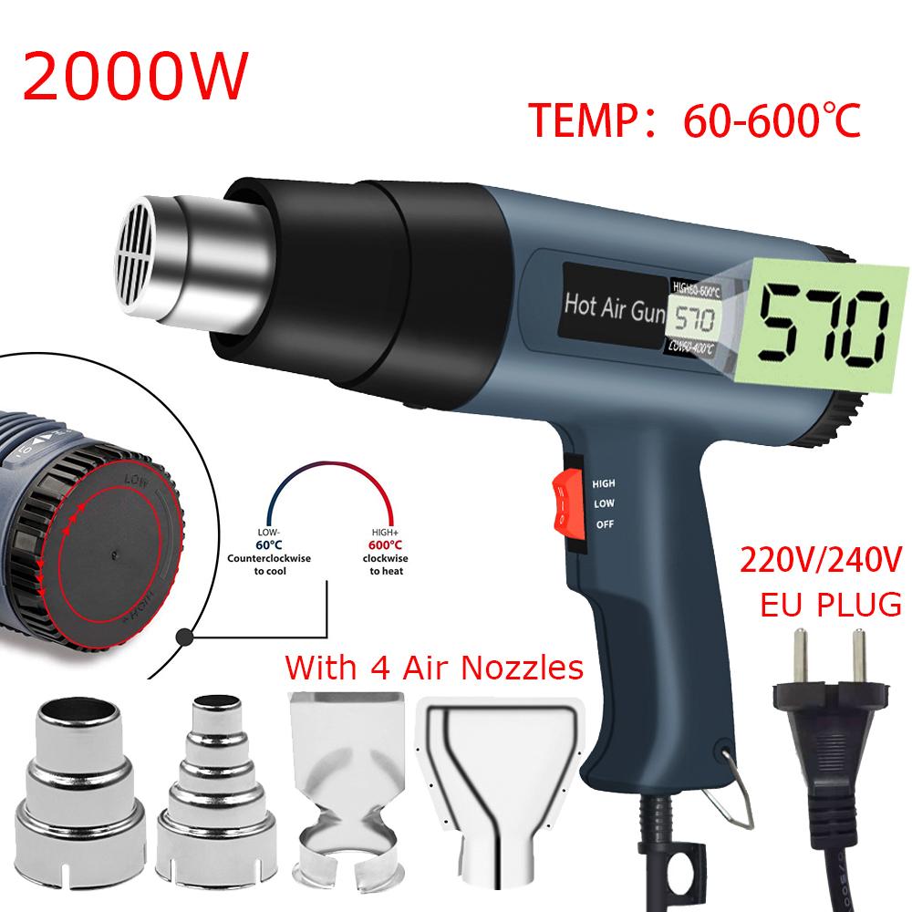 

Professional Hot Air Dryer for Welding, Hot Air Gun With LCD Display, DIY Power Tool, Hot Air Gun with Plastic Carrying Case 2000W & Above