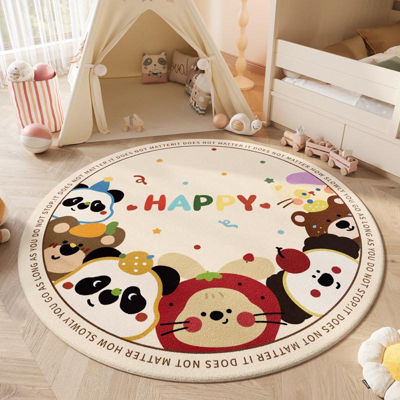Animal Pattern Bedroom Decor Round Carpet Thick Plush Carpets for Living Room Fluffy Soft Children's Floor Mat Home Washable Rug