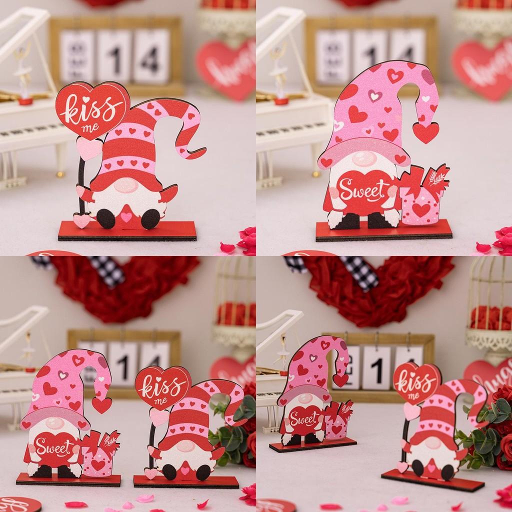 Romantic Valentine's Day Wooden Decor Heart Shaped Rudolph Figurine For Home Decoration