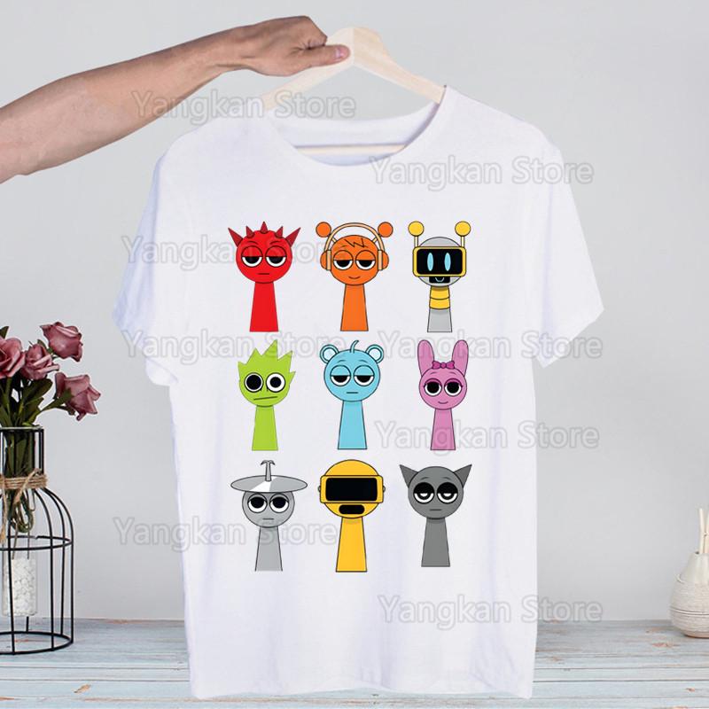 Sprunki Plush T Shirts for Guys O-Neck Short Sleeve Regular Mens Height Quality Men Hip-Hop Tee Shirt