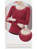 2024 Women's Plus-Size Long Sleeve Lace Mesh Warm Shirt