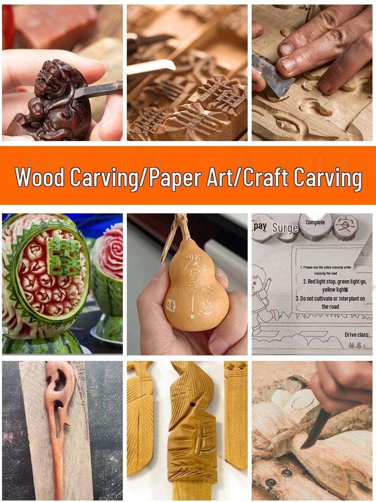 Comprehensive Wood Carving & Stamp Set: Includes Hand-Carved Knives, Carpenter Tools, and Carving Materials for Wood, Rubber, and Plaster.