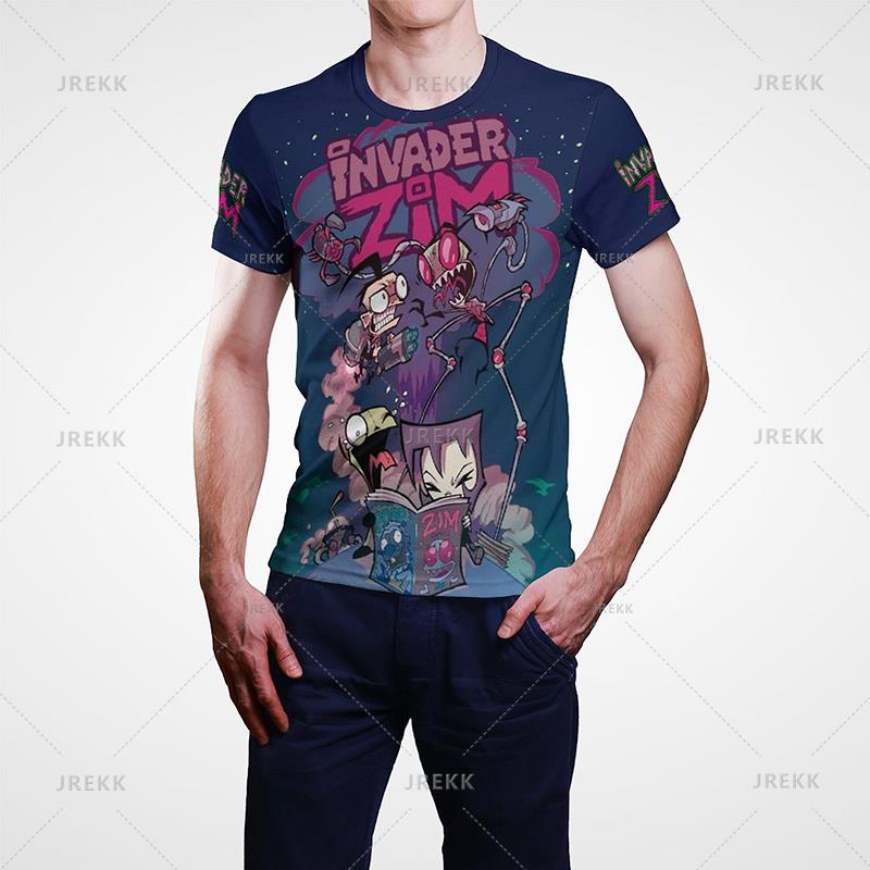 Cartoon Anime Invader Zimní tričko Pánské léto Krátký rukáv Cool Tričko s 3D potiskem Funny Dib Membrane Tops Trička