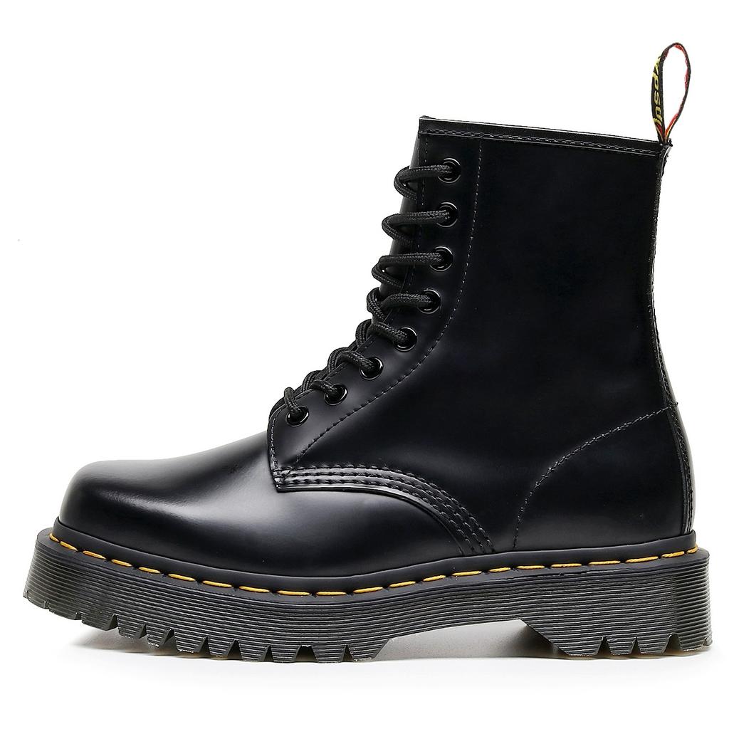 High-top 1460 cargo boots, women's lace-up hard leather open-edge beaded boots, men's and women's glossy leather boots, square-toed motorcycle shoes