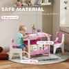 3 Pieces Kids Table and Chair Set, Toddler Activity Table with Bookshelves, for Living Room, Nursery, Playroom, Pink