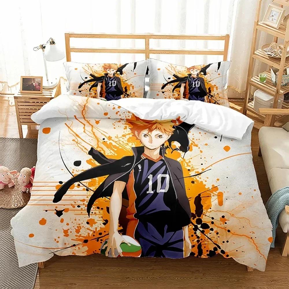 Anime Haikyuu Volleyball Bedding Set Duvet Cover Sheet Printed Bed Set Pillowcase Bed Full Queen King Size Comforter Bedroom