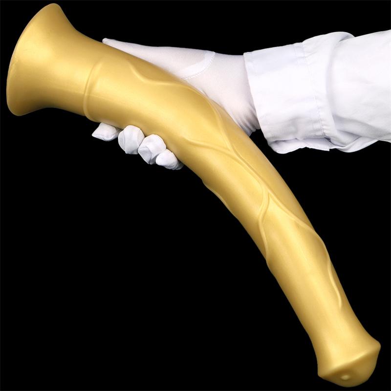 Weiblicher goldener Silikon-Super-King-Size-Dildo, Analplug, Pferd, hängender Esel-Masturbator, erotisches Produkt für Erwachsene