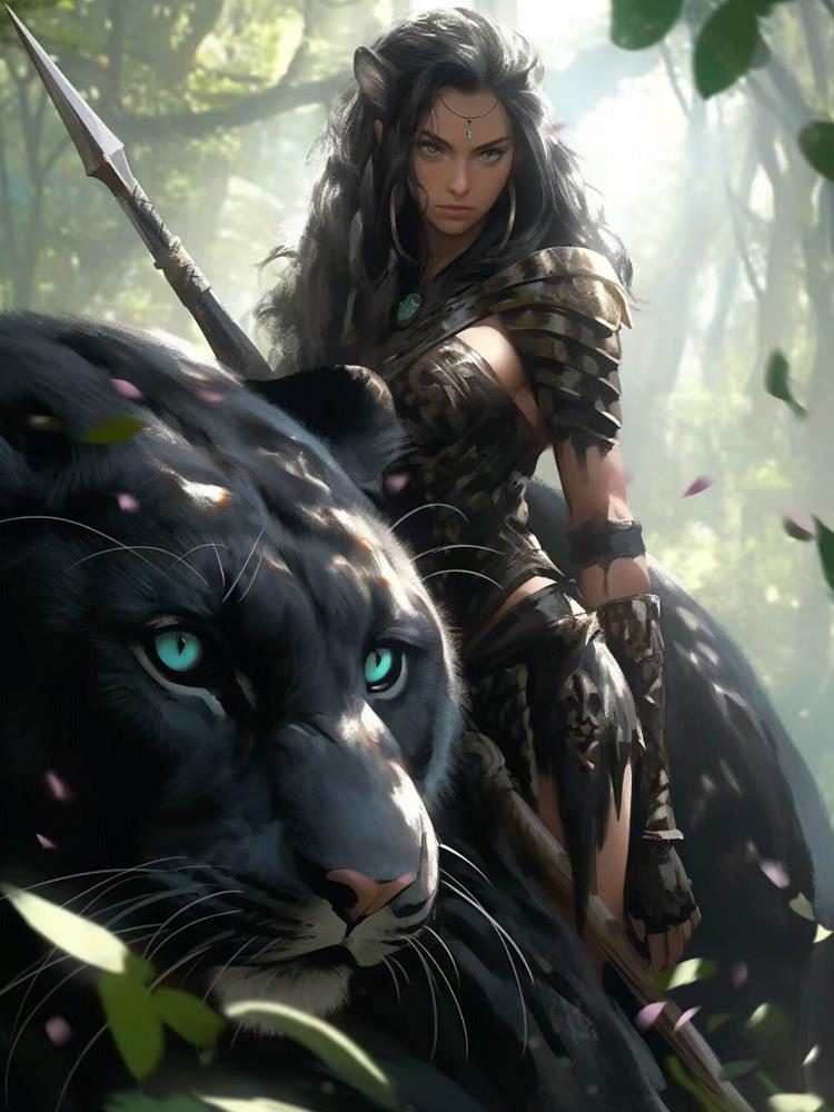 

Алмазная цветная девочка-ангел и животное-леопард 5DDIY вышивка крестом алмазная вышивка гостиная цветное украшение для дома Full Round 20x30CM