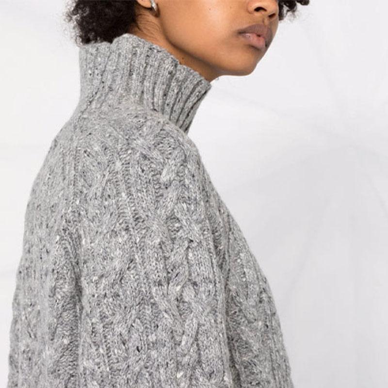 Polo Ralph Lauren Cable Knit Turtleneck Sweater Women sweater Gray 211815104-001