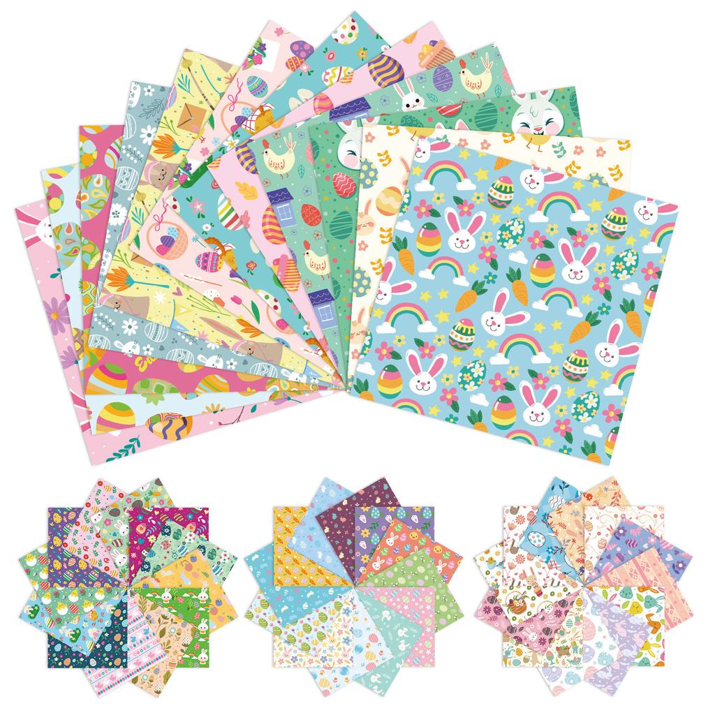 12 Sheets/Pack Easter Series High-Value Rabbit Egg Material Paper Decoration Diy