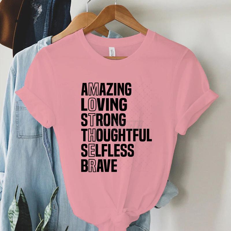 Mother Inspirational Quote Graphic T Shirts Gift for Mom Short Sleeve Tee Mom Life Tee Shirt Letter Print Mother’s Day T-shirts