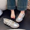 Damen Mary Jane Schuhe Ein Tritt Elastikband Flache Schuhe für alle vier Jahreszeiten Prägnante Freizeitkleid Jeans Damen Einzelschuhe