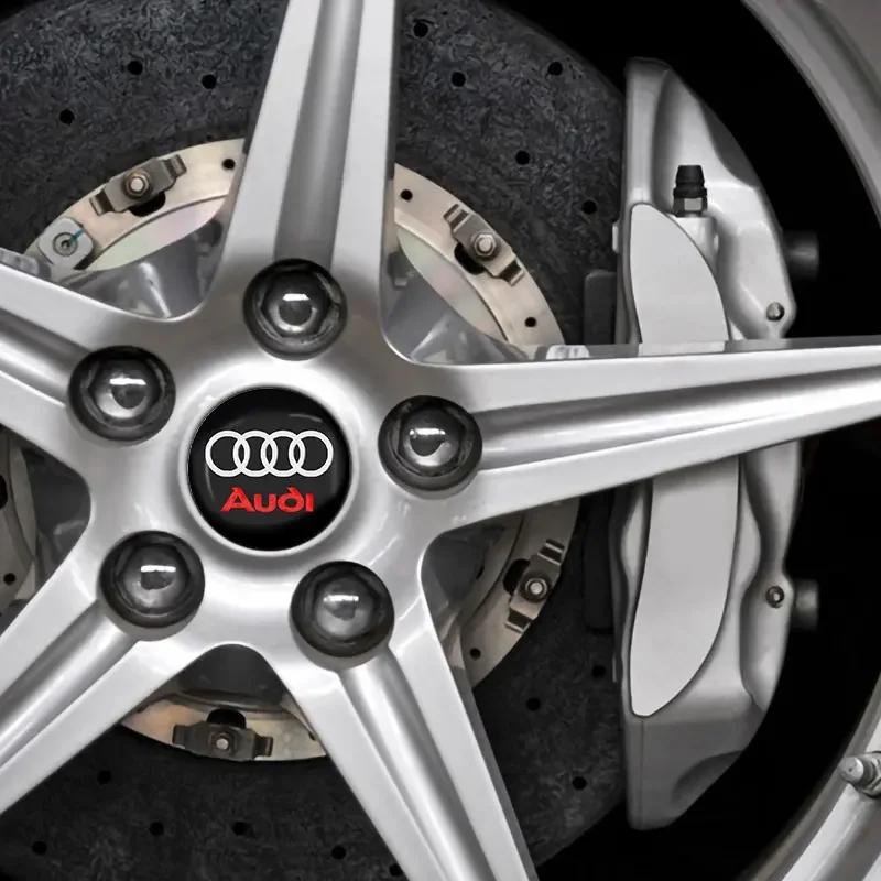 For Audi TT Q3 Q5 Q7 Q8 B5 B6 B7 B8 B9 Q7 8P 8V 8L A3 A4 A5 A6 A7 A8 4pcs Car Wheel Center Hub Caps Sticker Emblem Accessories