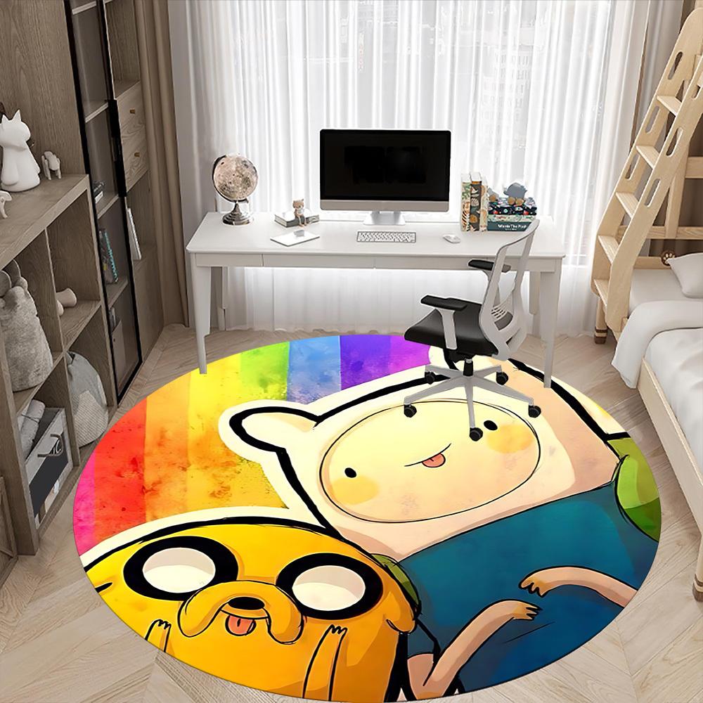 1pc Adventure Time Friendship Office Round Area Rug, Under Office Chairs Bedroom Living Room Home Decor  A1022288
