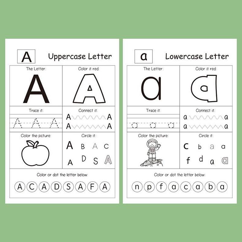 48 Pages, A-Z Alphabet Exercise Book, Writing Practice, Creative Coloring Adventure Drawing Book, English Homework Copybook
