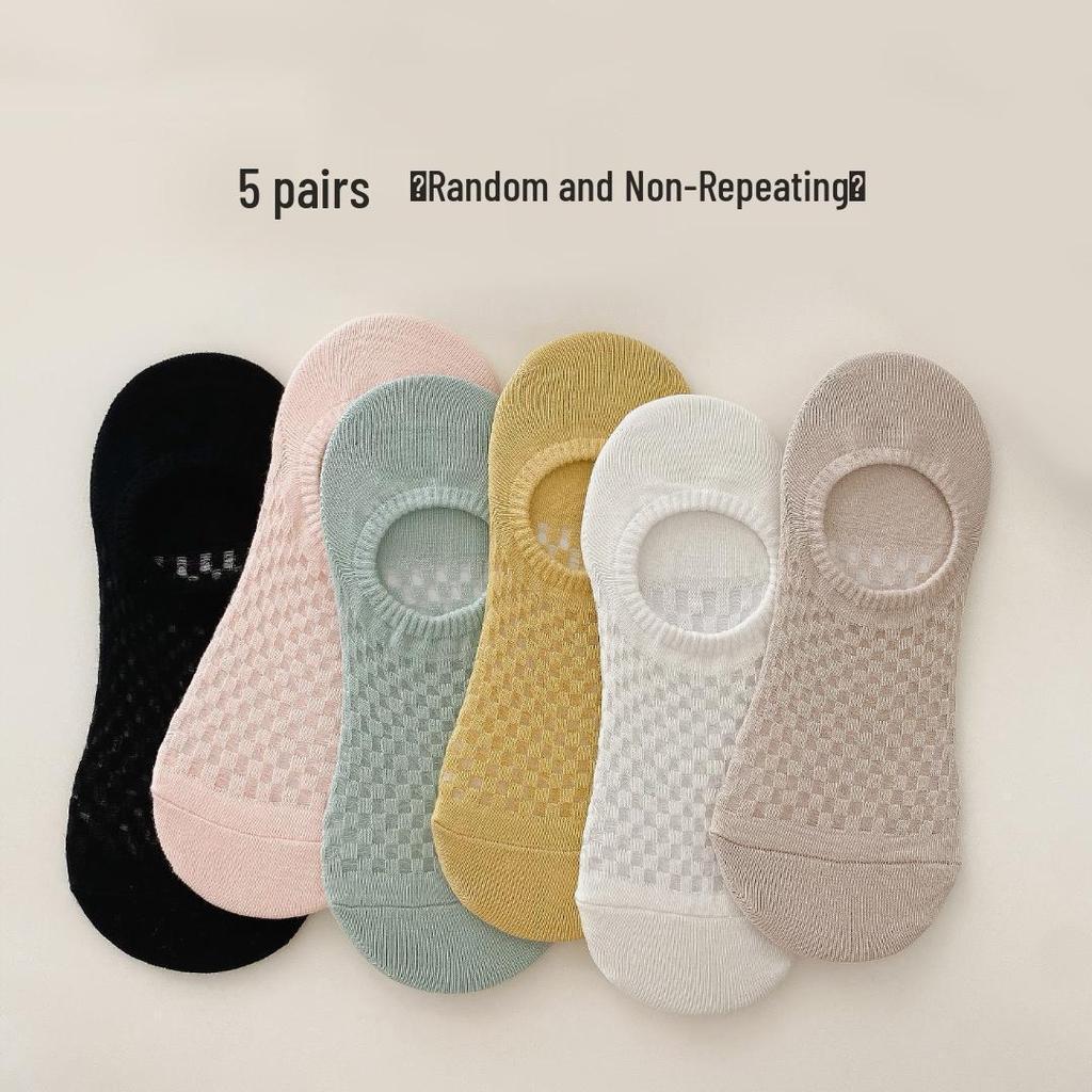 Damskie Oddychające Siateczkowe Skarpetki typu Stopka - Antypoślizgowe, Jednokolorowe, Niewidoczne, Wszechstronne na Wiosnę/Lato