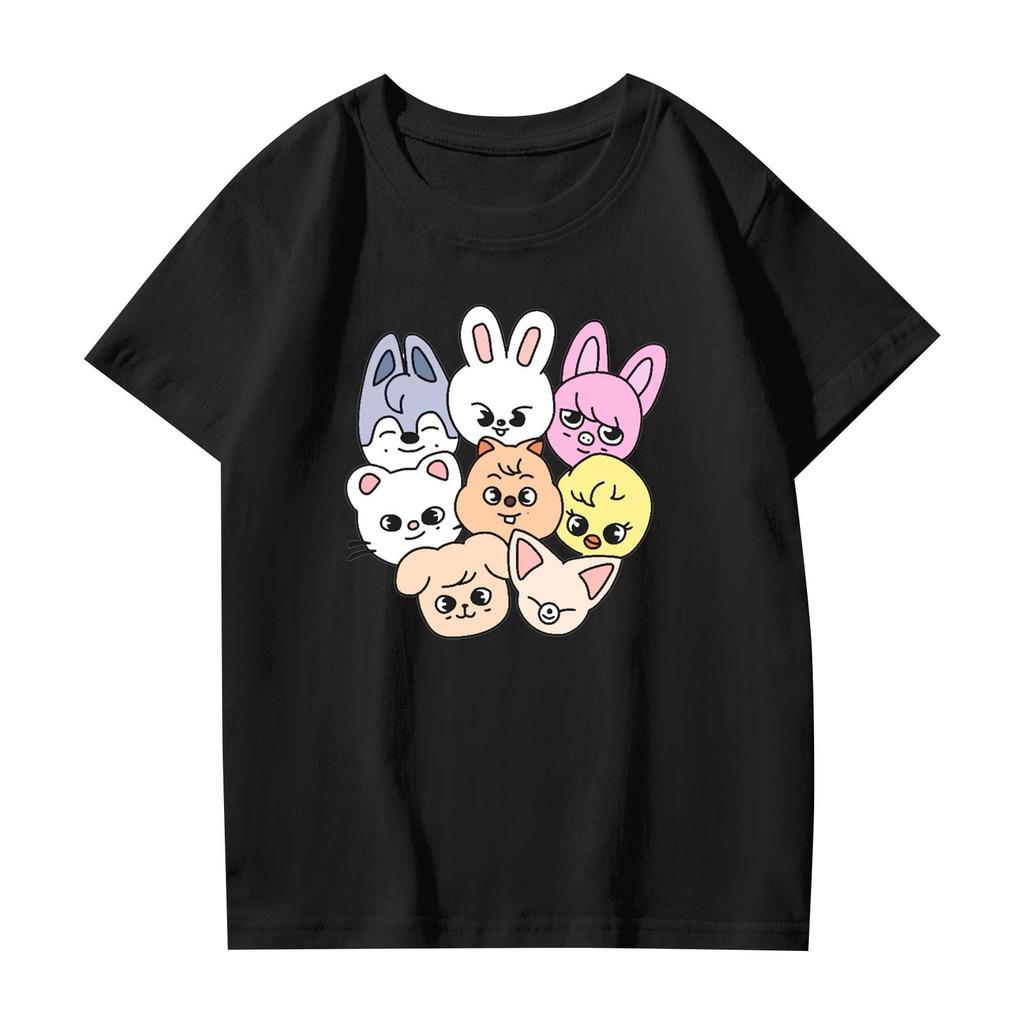 Modne ubrania robocze z krótkim rękawem i okrągłym dekoltem, bluzki z nadrukiem dla DZIECKA, letnie topy