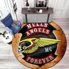 Gang violence Motorcycle enthusiasts Hells Angels Motorcycle Club circular carpet is soft, home, bedroom, door mat decoration, and non slip carpet E5