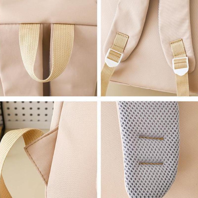 4pcs Classic Casual Backpack Neutral printed student backpack Pencil case crossbody bag Storage bag set