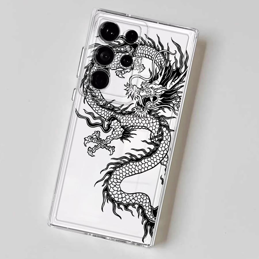 Black Dragon Snake Soft Cover Phone Case for Samsung Galaxy S24 S23 Ultra Note 20 Ultra S25 S22 FE S20 Plus S21 S20FE S22 Plus