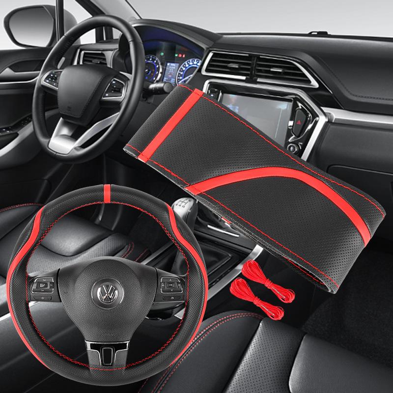 Χειροποίητο Κάλυμμα Τιμονιού από Γνήσιο Δέρμα, Αντιολισθητικό, Άνω Στρώμα από Δέρμα Αγελάδας που Απορροφά τον Ιδρώτα, Καθολικό για Όλες τις Εποχές.