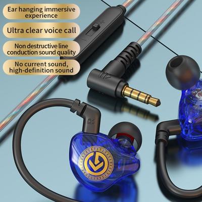 3.5mm Wired Headset Elbow Earpiece Headset Sport Earphones Wired Earphone  Sport