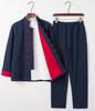 Men's Chinese Tang Suit: Cotton Linen Three-Piece Set with Stand Collar - Zen Meditation Outfit for Spring and Autumn
